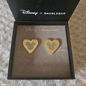 DISNEY X Baublebar Mickey Mouse Gold Crystal Heart Earrings